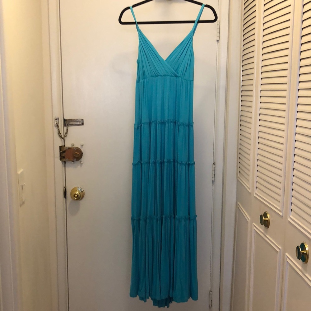 Aqua Turquoise Blue Maxi strapped maxi dress